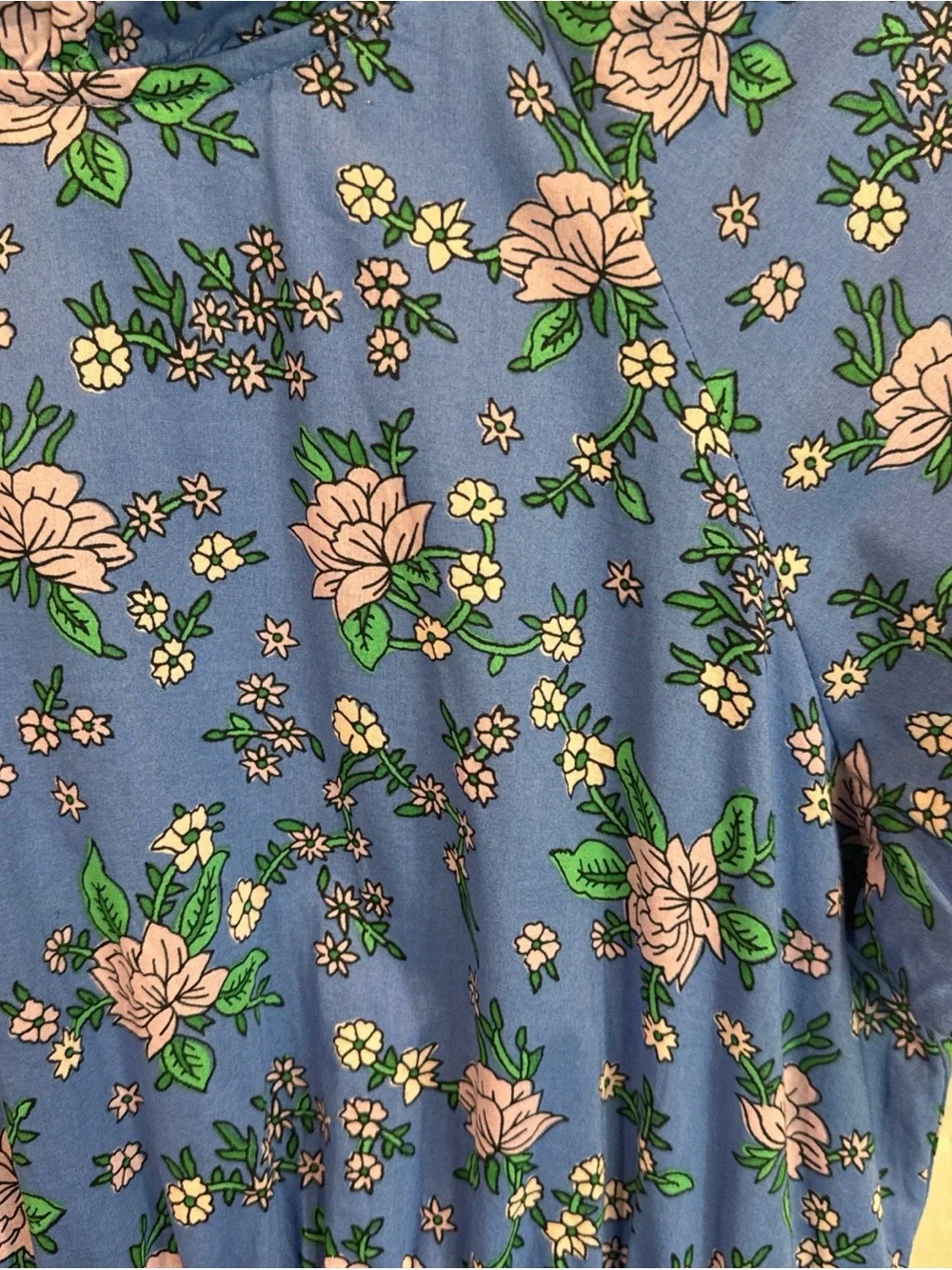 J. Crew Coastline Blue Floral Ruffle-Neck Casual Dress Sz 10 100% Cotton - Picture 6 of 8